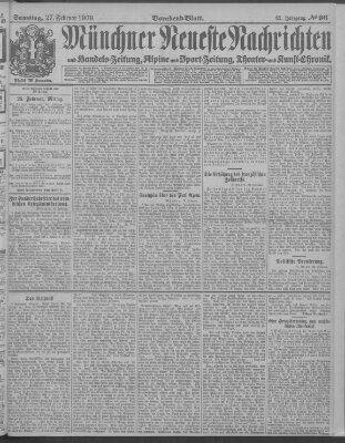 Münchner neueste Nachrichten Samstag 27. Februar 1909