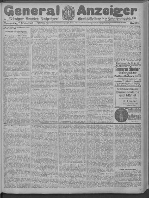Münchner neueste Nachrichten Donnerstag 7. Oktober 1909