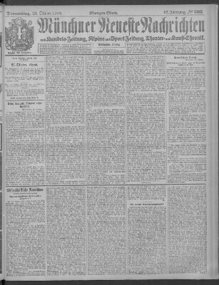 Münchner neueste Nachrichten Donnerstag 28. Oktober 1909