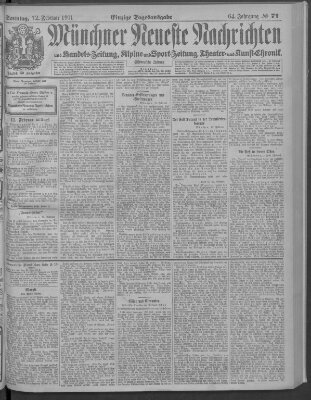 Münchner neueste Nachrichten Sonntag 12. Februar 1911