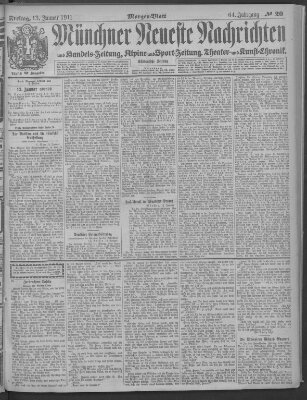 Münchner neueste Nachrichten Freitag 13. Januar 1911