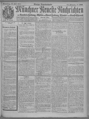 Münchner neueste Nachrichten Sonntag 18. Juni 1911