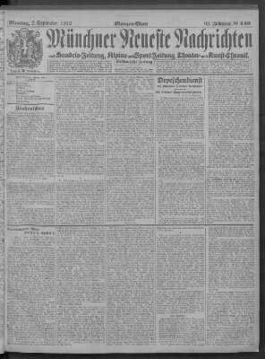 Münchner neueste Nachrichten Montag 2. September 1912