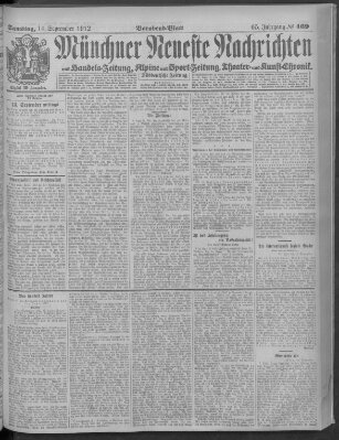 Münchner neueste Nachrichten Samstag 14. September 1912