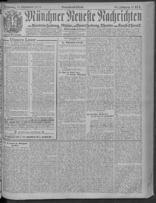 Münchner neueste Nachrichten Sonntag 15. September 1912