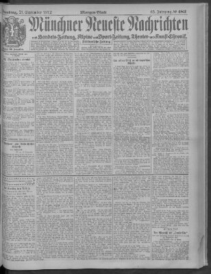 Münchner neueste Nachrichten Samstag 21. September 1912