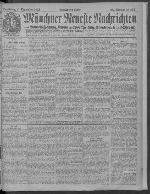 Münchner neueste Nachrichten Samstag 28. September 1912