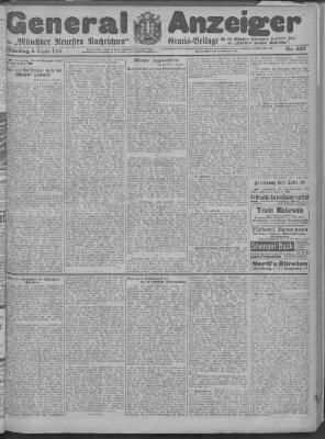 Münchner neueste Nachrichten Dienstag 6. August 1912