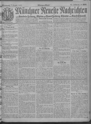 Münchner neueste Nachrichten Mittwoch 7. August 1912