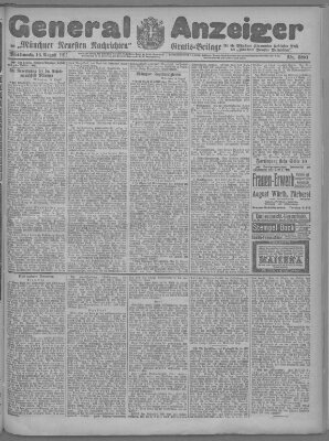 Münchner neueste Nachrichten Mittwoch 16. August 1911