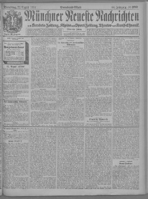 Münchner neueste Nachrichten Dienstag 22. August 1911