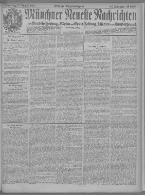Münchner neueste Nachrichten Sonntag 27. August 1911