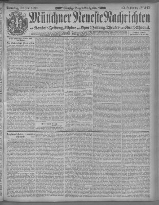 Münchner neueste Nachrichten Sonntag 30. Juli 1899