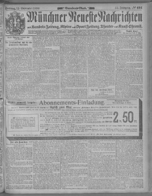Münchner neueste Nachrichten Freitag 15. September 1899