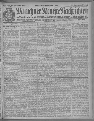 Münchner neueste Nachrichten Samstag 16. September 1899