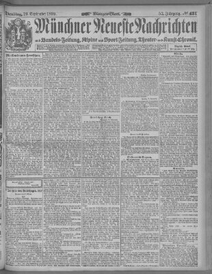 Münchner neueste Nachrichten Dienstag 19. September 1899