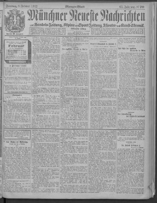 Münchner neueste Nachrichten Freitag 9. Februar 1912