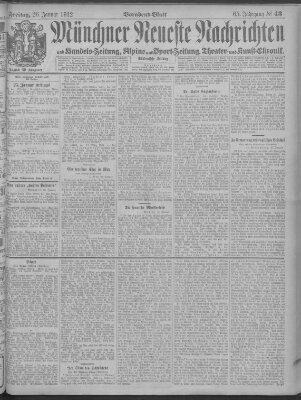 Münchner neueste Nachrichten Freitag 26. Januar 1912
