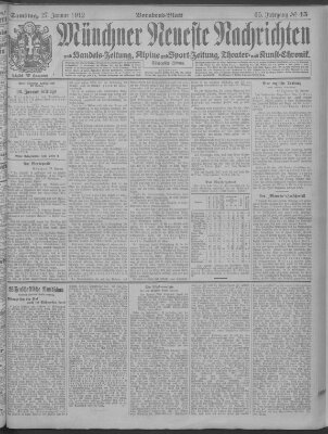 Münchner neueste Nachrichten Samstag 27. Januar 1912