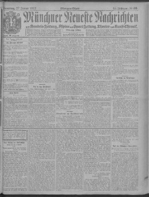 Münchner neueste Nachrichten Samstag 27. Januar 1912