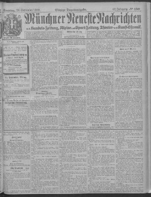 Münchner neueste Nachrichten Sonntag 26. September 1909