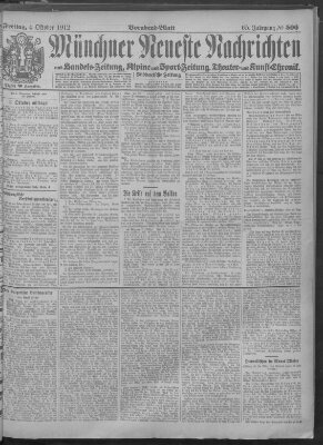 Münchner neueste Nachrichten Freitag 4. Oktober 1912