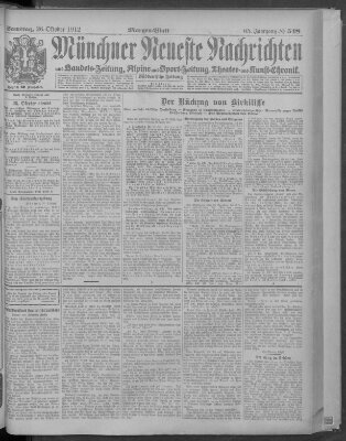 Münchner neueste Nachrichten Samstag 26. Oktober 1912