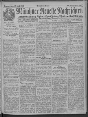 Münchner neueste Nachrichten Donnerstag 13. Juni 1912