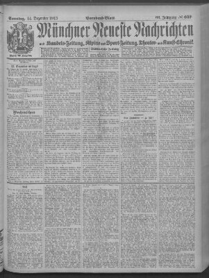Münchner neueste Nachrichten Sonntag 14. Dezember 1913
