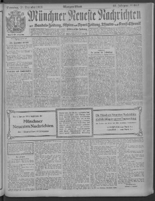 Münchner neueste Nachrichten Sonntag 21. Dezember 1913