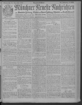 Münchner neueste Nachrichten Mittwoch 24. Dezember 1913