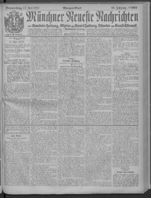 Münchner neueste Nachrichten Donnerstag 12. Juni 1913