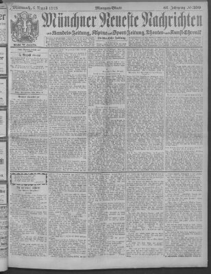 Münchner neueste Nachrichten Mittwoch 6. August 1913