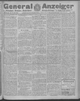 Münchner neueste Nachrichten Mittwoch 20. August 1913