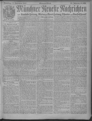 Münchner neueste Nachrichten Samstag 13. September 1913