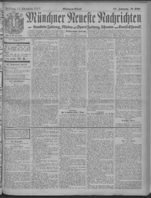Münchner neueste Nachrichten Freitag 19. September 1913