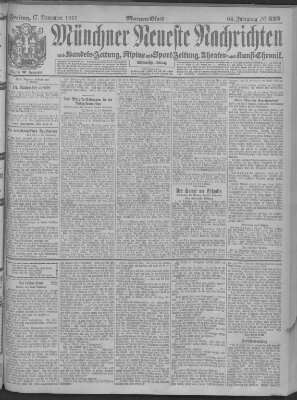 Münchner neueste Nachrichten Freitag 17. November 1911