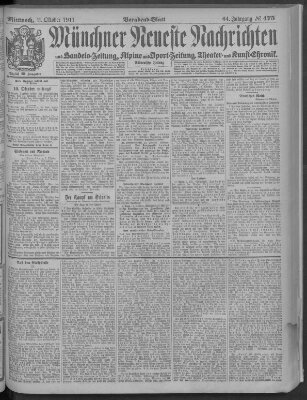 Münchner neueste Nachrichten Mittwoch 11. Oktober 1911