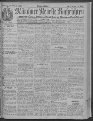 Münchner neueste Nachrichten Freitag 20. Oktober 1911