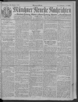 Münchner neueste Nachrichten Samstag 28. Oktober 1911