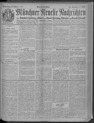 Münchner neueste Nachrichten Samstag 18. Oktober 1913
