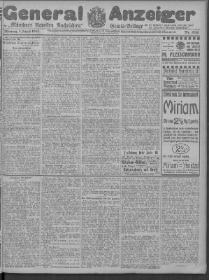 Münchner neueste Nachrichten Montag 3. August 1908