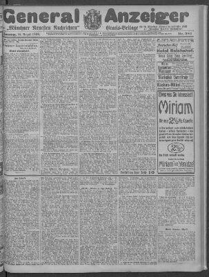 Münchner neueste Nachrichten Sonntag 16. August 1908