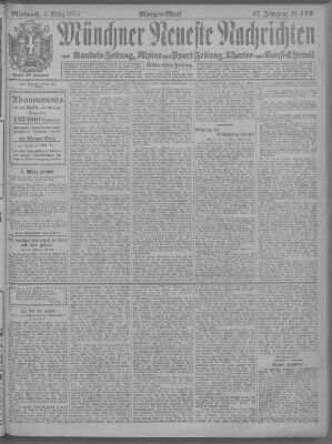 Münchner neueste Nachrichten Mittwoch 4. März 1914