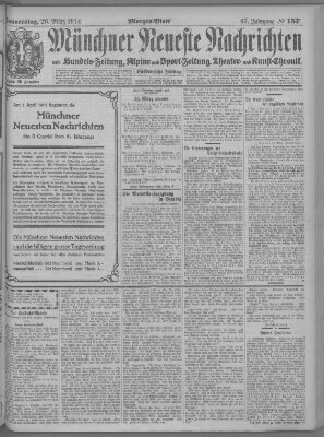 Münchner neueste Nachrichten Donnerstag 26. März 1914