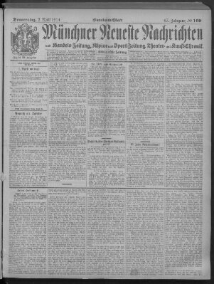 Münchner neueste Nachrichten Donnerstag 2. April 1914