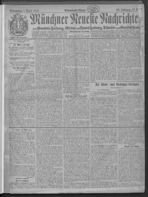 Münchner neueste Nachrichten Dienstag 1. April 1913