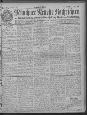 Münchner neueste Nachrichten Samstag 2. Mai 1914