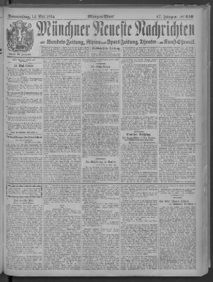 Münchner neueste Nachrichten Donnerstag 14. Mai 1914