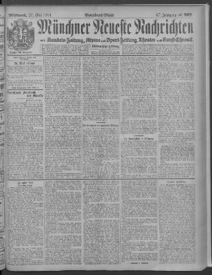 Münchner neueste Nachrichten Mittwoch 27. Mai 1914